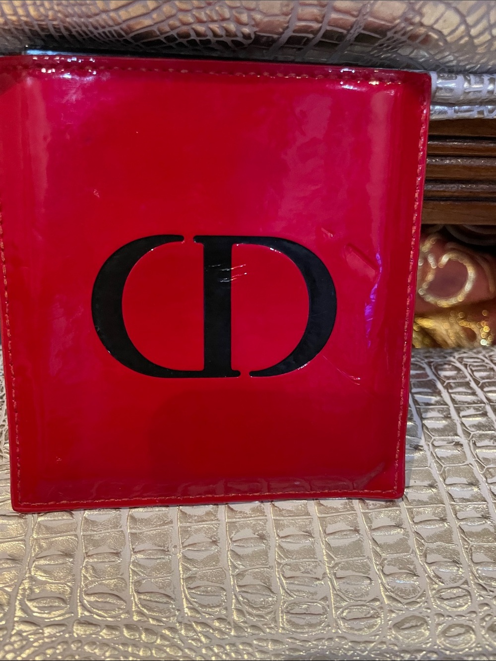 Christian Dior Red Patent CD Compact Case with mirror NWOT